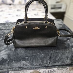 Coach Black Satchel with Structured Design and Double Handles